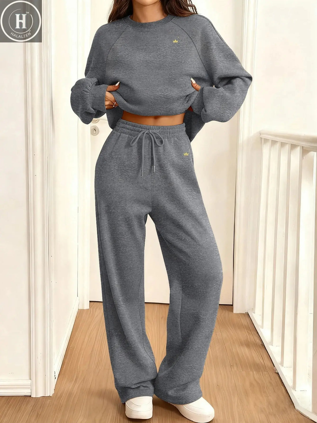 2026 Autumn Winter Fashion Loose Set Round Neck Sportswear Women's Two-Piece Outfit HALALZEN