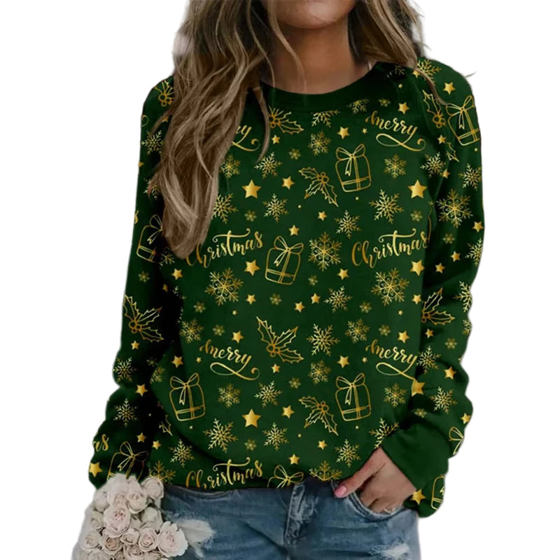 3D Print Women's Sweatshirts Christmas Snowman Sweatshirt Santa Claus Casual Crewneck Hoodie Y2k Street Fashion Pullover Tops