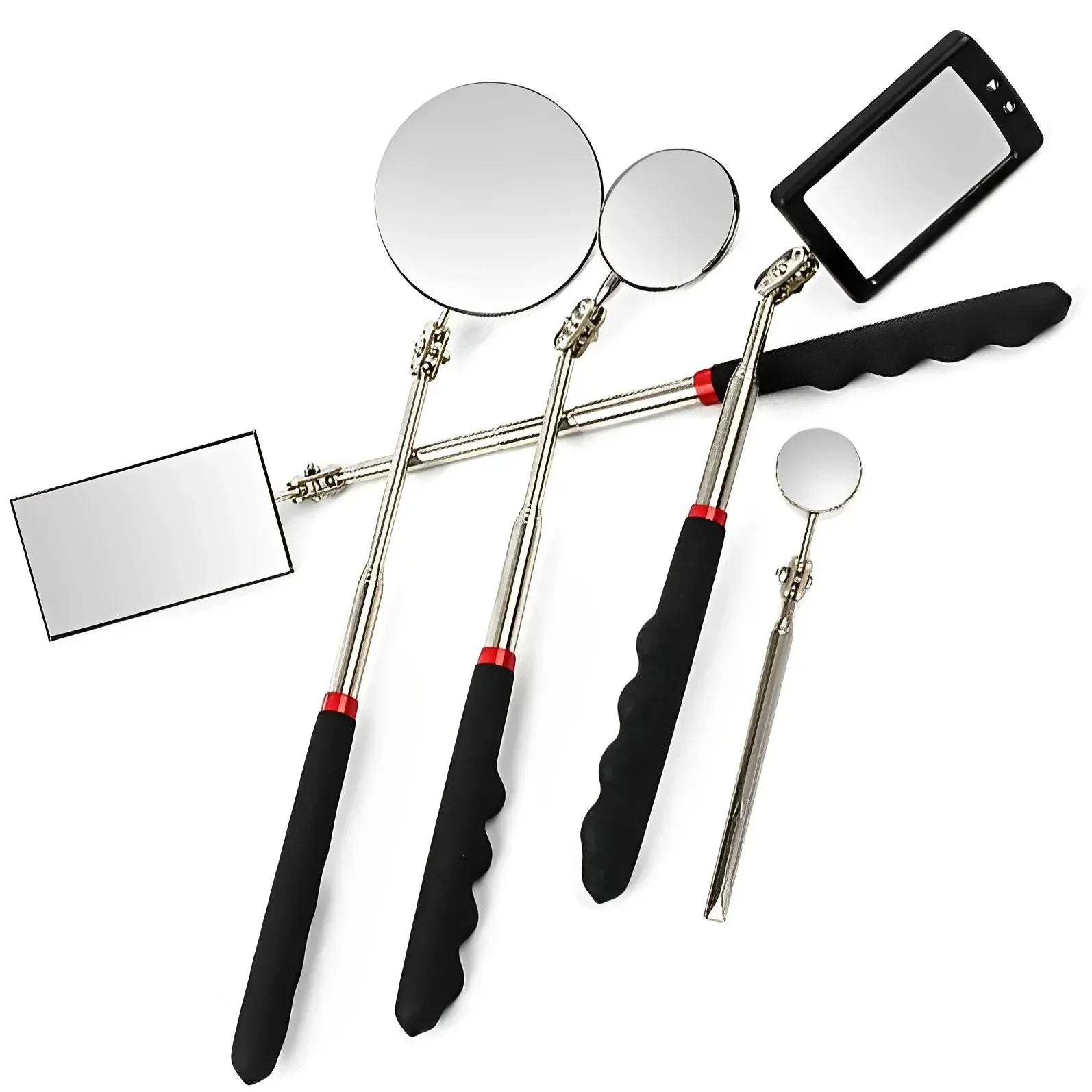 Inspection Mirror LED Light Telescoping Mirrors 360 Rotation Mechanic Tools Magnetic Mirror Telescopic Handle Repairing Tools