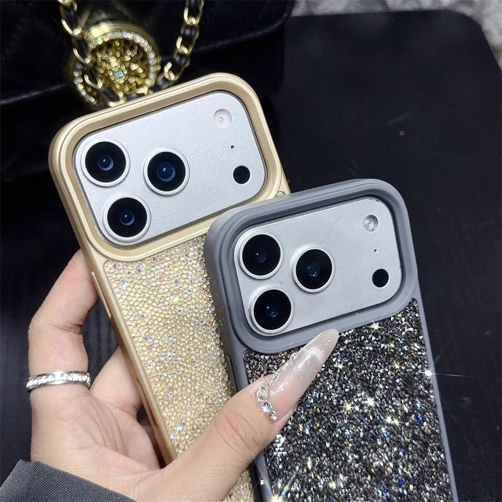 Luxury Glitter Diamond Phone Case For iPhone 17 16 15 14 13 12 11 Pro Max Plus Shiny Rhinestone Shockproof Anti-fall Back Cover