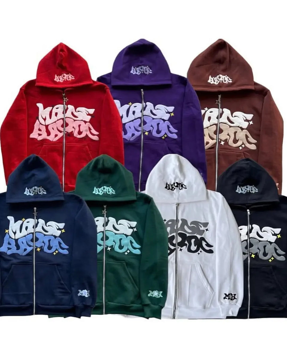 Y2K Zip Up Hoodie Men Clothing New Fashion Stripe Graphic High Quality Oversized Hoodie Sweatshirt Punk Hip Hop Tops Streetwear