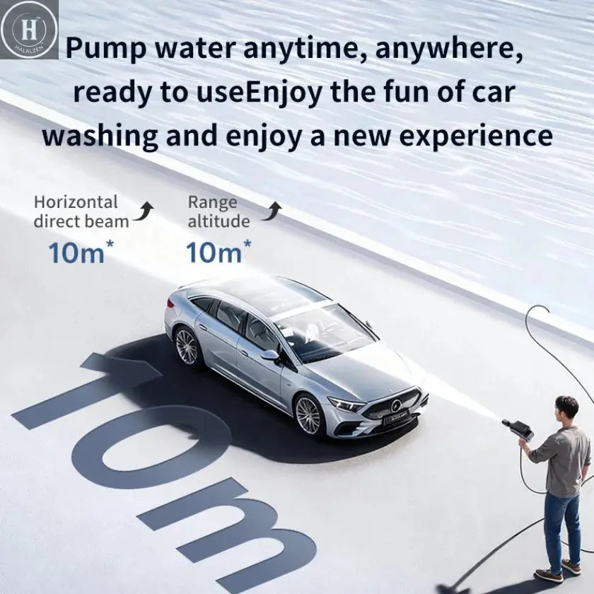 High-Power Lithium Battery Car Wash Gun Wireless High-Pressure Car Wash Water Gun Household Car Wash Gun Rechargeable Spray Gun HALALZEN