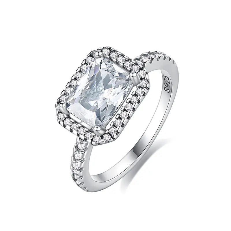 Original 925 Sterling Silver Ring Love Heart Wishbone Moon Sun Rings Crystal Rose Gold For Women Wedding Gift Luxury Jewelry