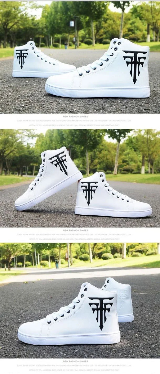 White Sneakers Man Vulcanized Sneakers Male Comfortable High Top Shoes