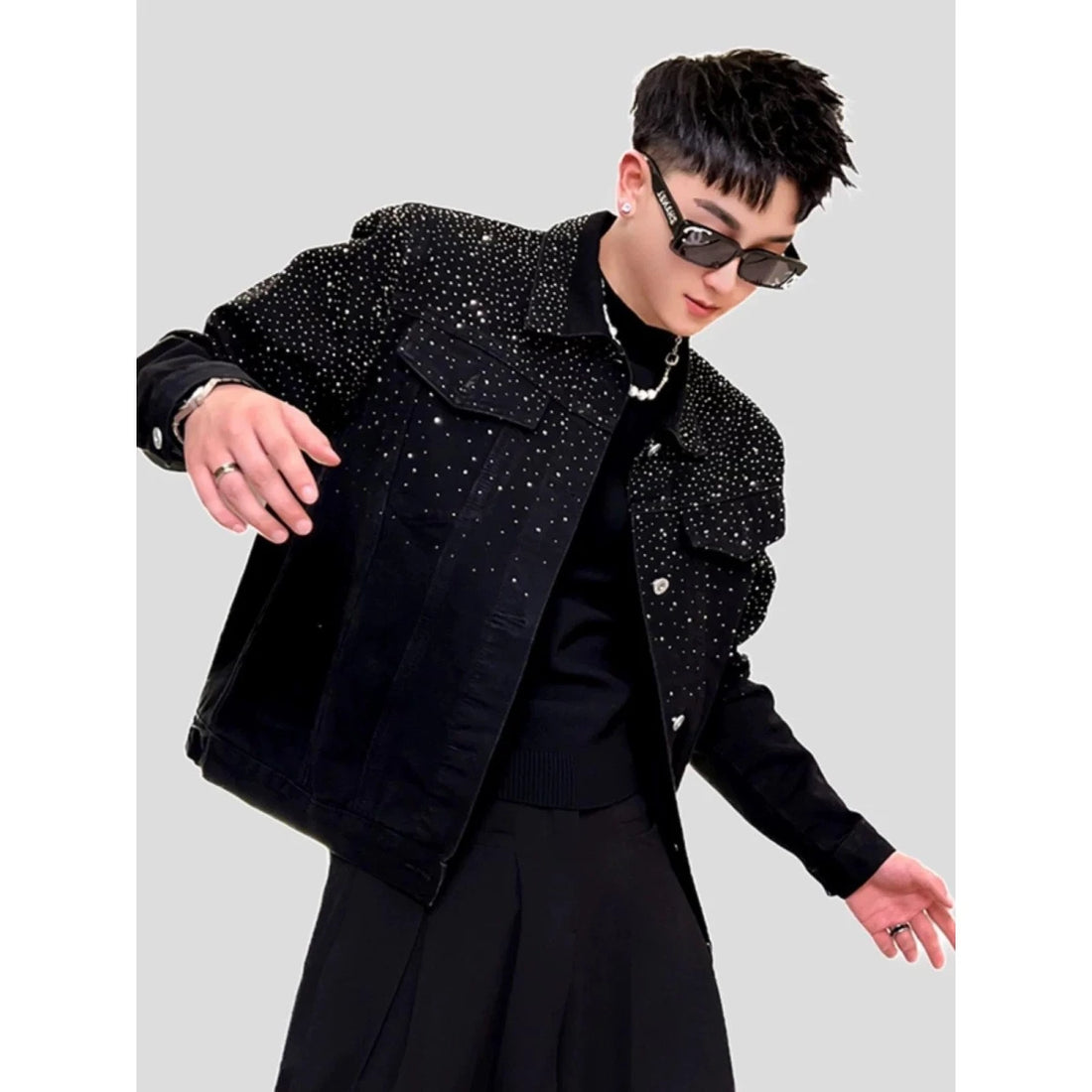 American Sle Heavy Du Sparkling Rhinestone Luxury Men's Denim Jaet Faionable Hair St Brand Spring Autumn Top