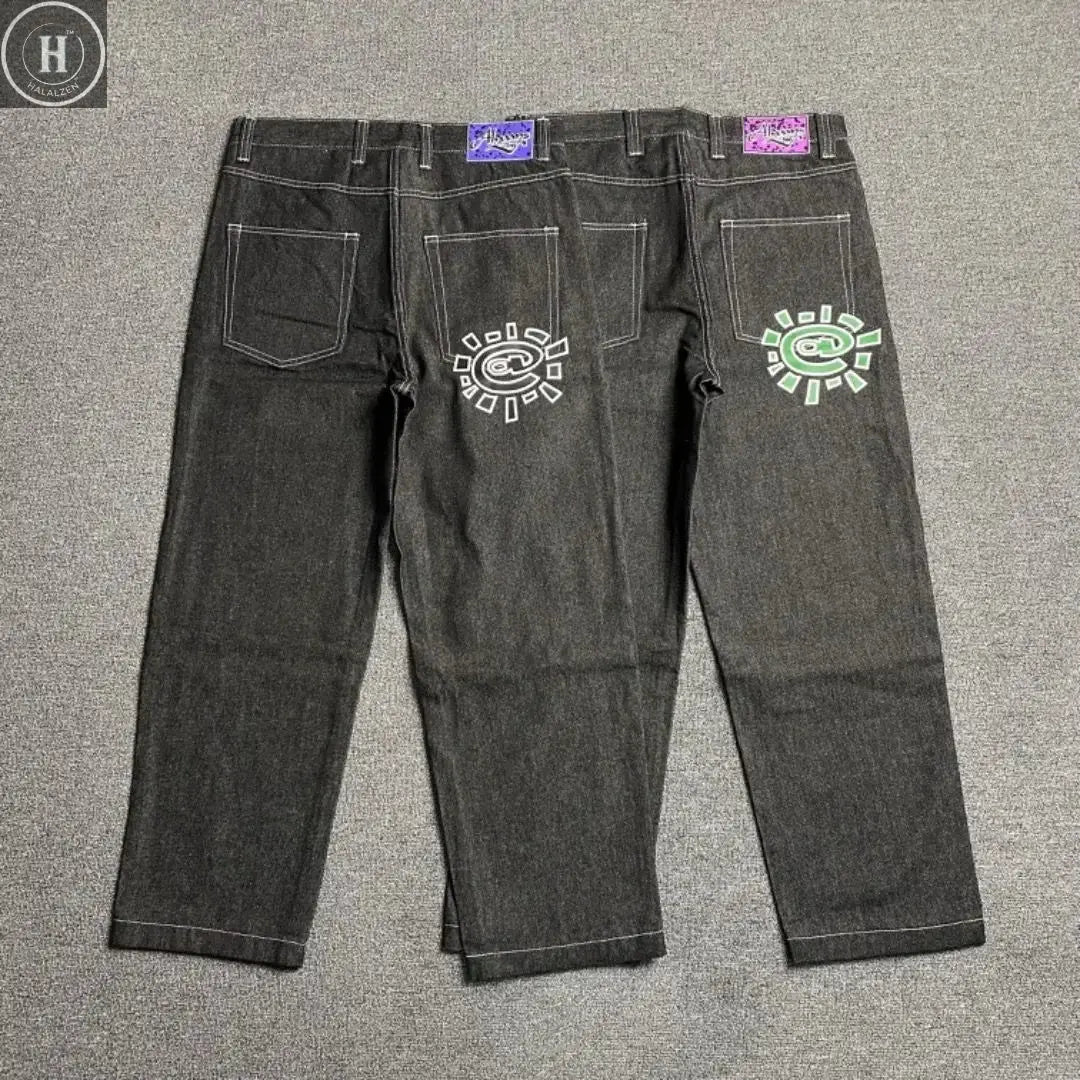 New Always Jeans High quality Printed Embroidery Straight Jeans Black Pants Men Jeans Printing Trend Street Wear AlwaysJeans Men HALALZEN