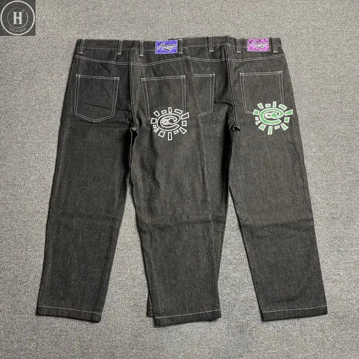 New Always Jeans High quality Printed Embroidery Straight Jeans Black Pants Men Jeans Printing Trend Street Wear AlwaysJeans Men HALALZEN