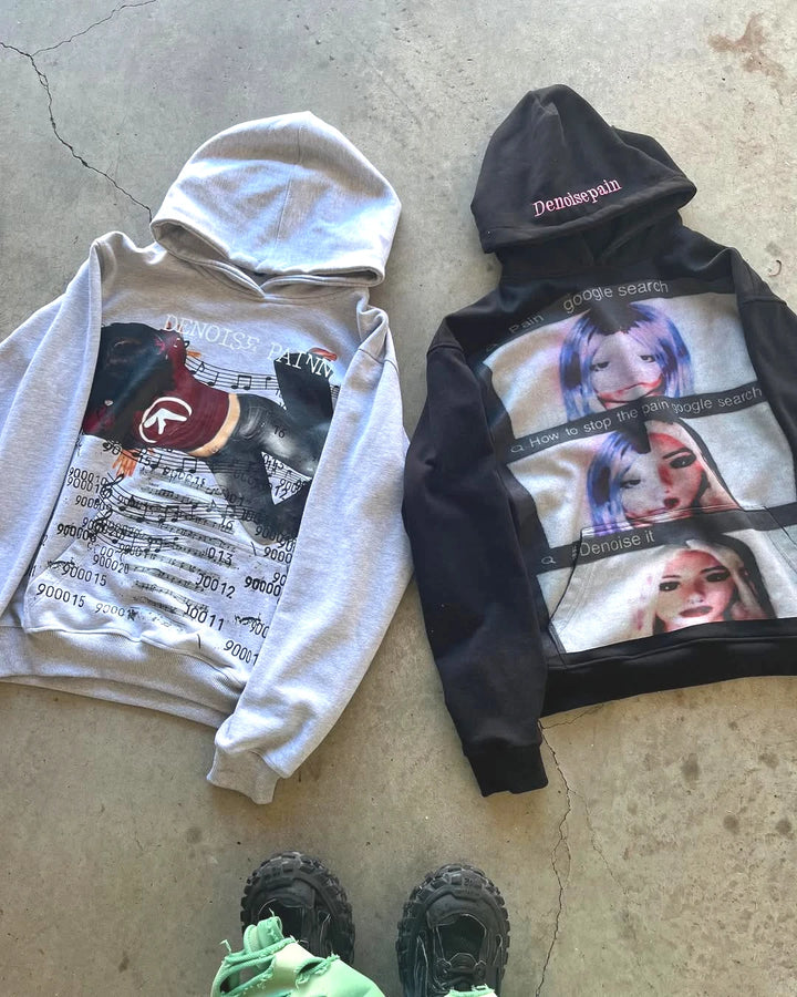 Harajuku Y2k Casual Print Hoodies Women Grunge Streetwear Sweatshirt Tops Goth Oversized Hoodie Clothes Tracksuit Men Clothing