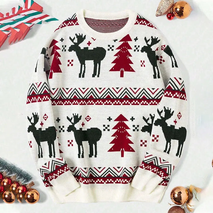 Men's American-style Christmas knitted pullover sweater, 2025 autumn/winter style round-neck long-sleeve knitted sweater.