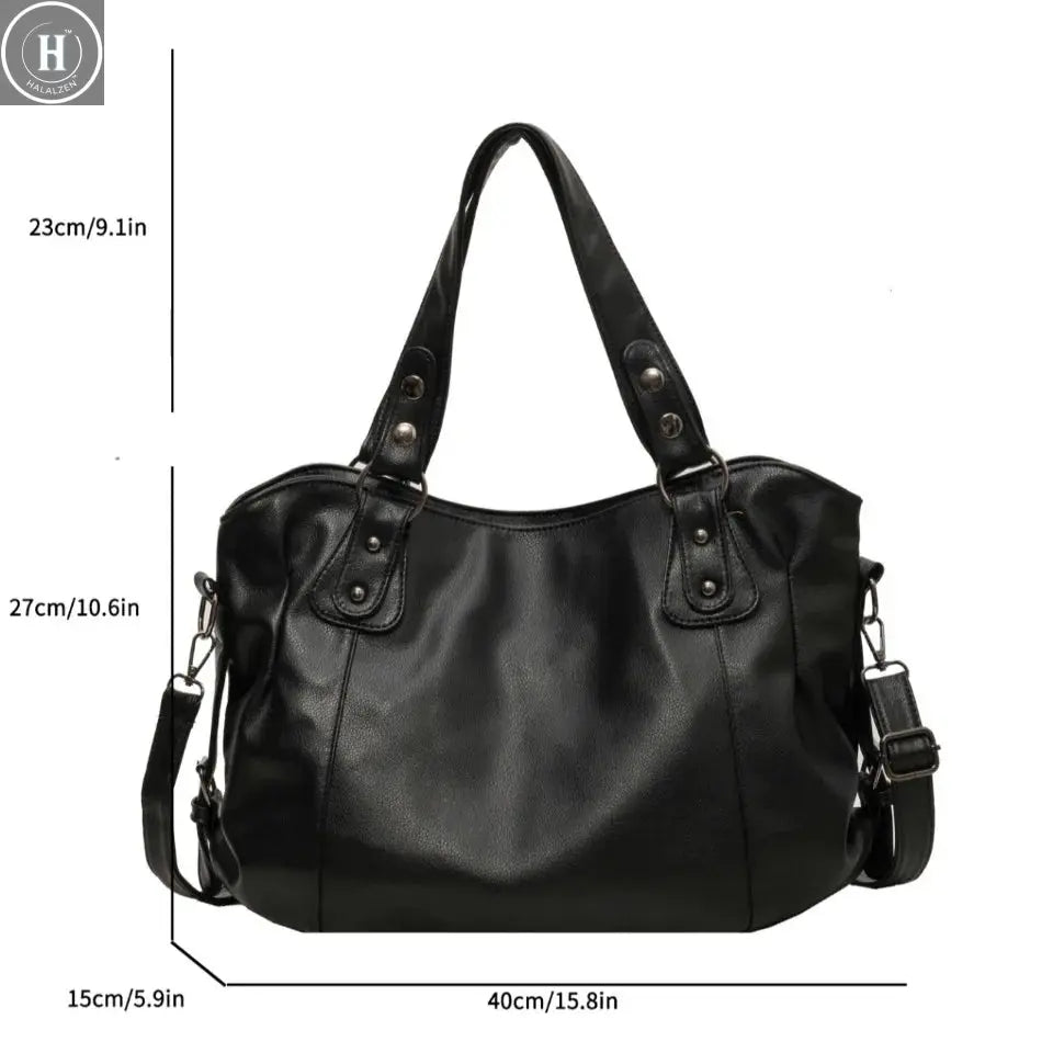Female Hobo Handbag Large Capacity Shoulder Bags Big Stylsih Casual Tote Bag Ladies A4 Soft Leather Crossbody Bags Business Sac HALALZEN