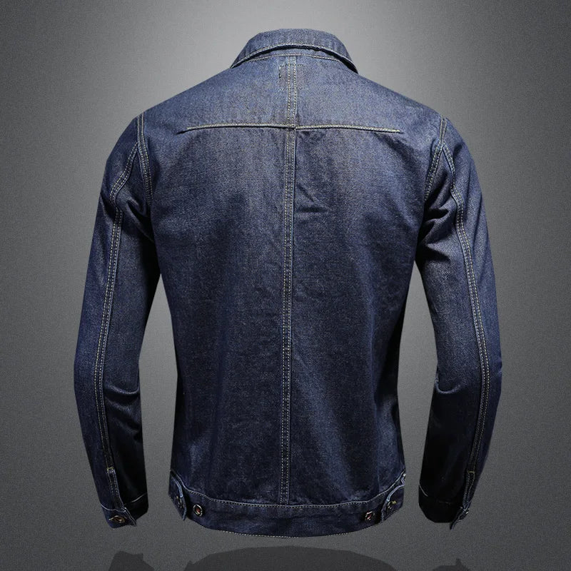 Men's High-Quality Dark Blue Casual Denim Coat Classic Fashion European Style Handsome M-4XL 2024 New