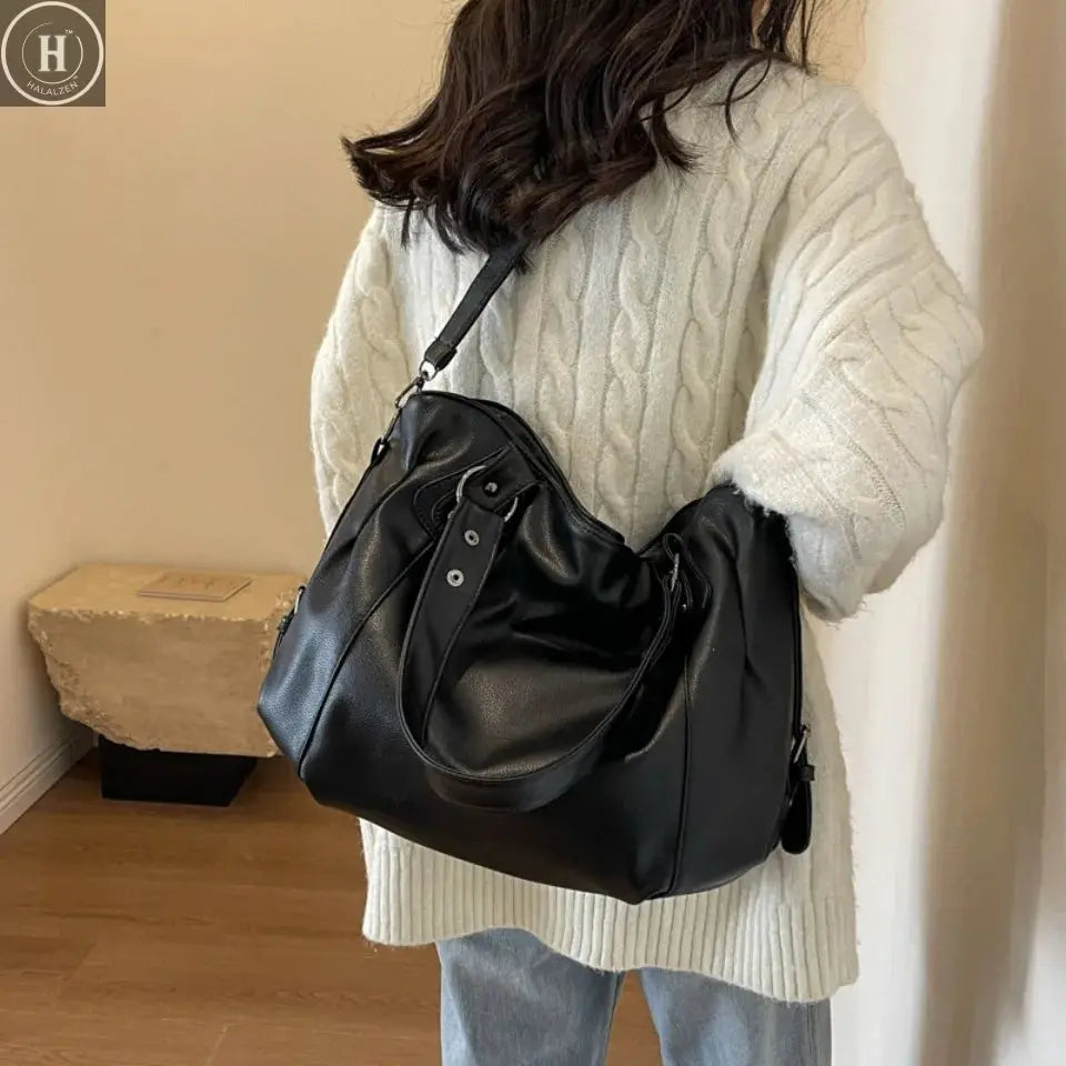 Female Hobo Handbag Large Capacity Shoulder Bags Big Stylsih Casual Tote Bag Ladies A4 Soft Leather Crossbody Bags Business Sac HALALZEN