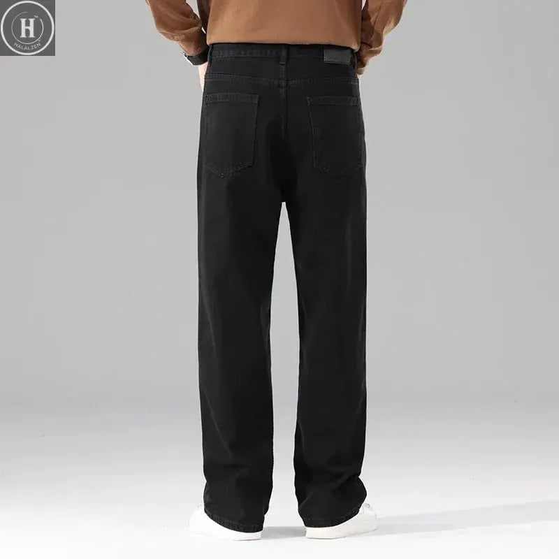 Male Brand New Autumn Jeans Men Black Casual Baggy Trousers Classic Straight Comfortable Wide Denim Trousers  Men Clothing HALALZEN
