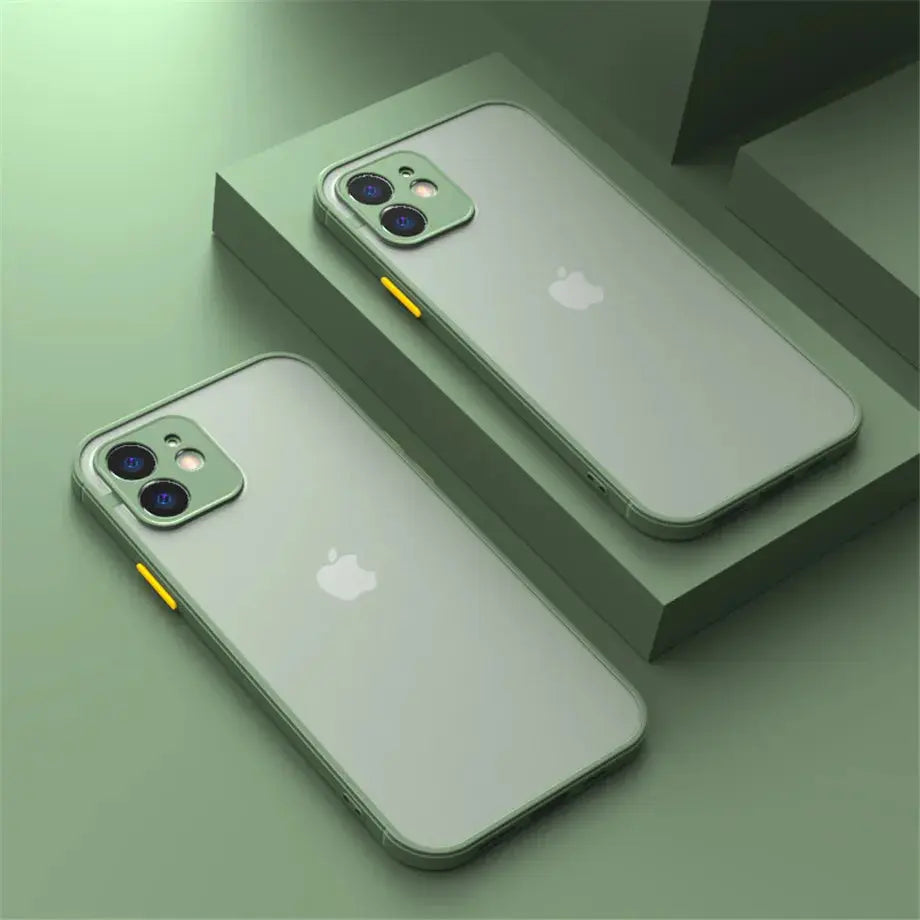 Shockproof Armor Matte Case For iPhone 11 12 13 14 15 16 Pro X XR XS Max 7 8Plus Luxury Silicone Bumper Clear Hard PC Cover Capa Halalzen UK