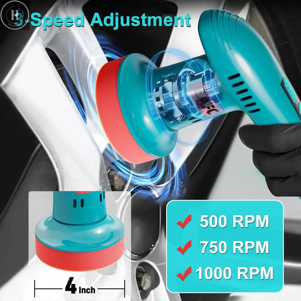 Handheld Wireless Car Paint Waxing and Polishing Machine Cordless Car Polisher 3Speed Automobile Polishing Sealing Glaze Machine HALALZEN