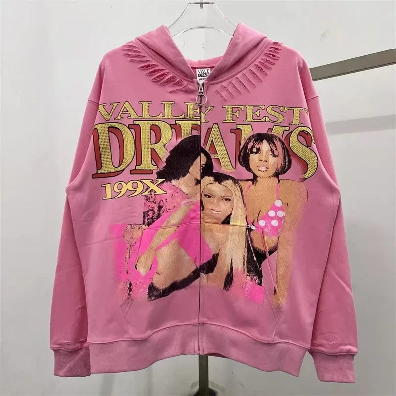 Black Washed VALLEY Zipper Jackets Men Women 1:1 Best Quality Oversized Vale Embroidered Logo Jackets