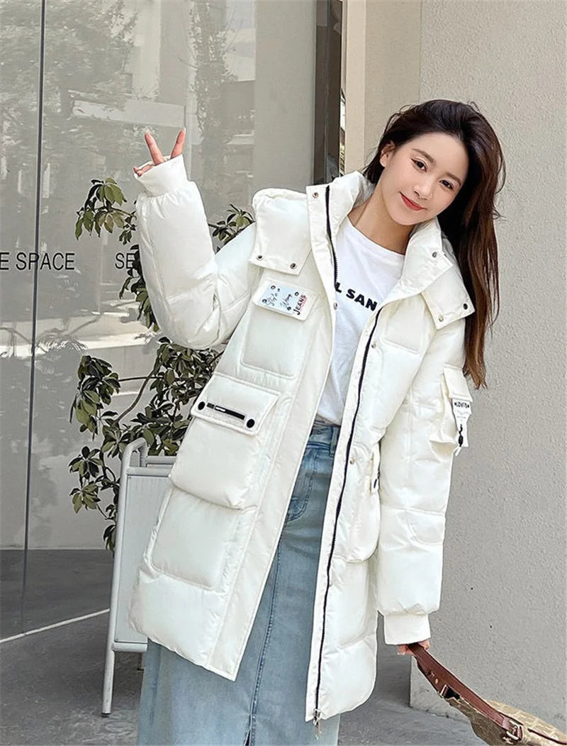 2023 New Women's Jacket Winter Parka Down Cotton Jackets Casual Long Coat Loose Thick Warm Hooded Parkas Waterproof Outwear