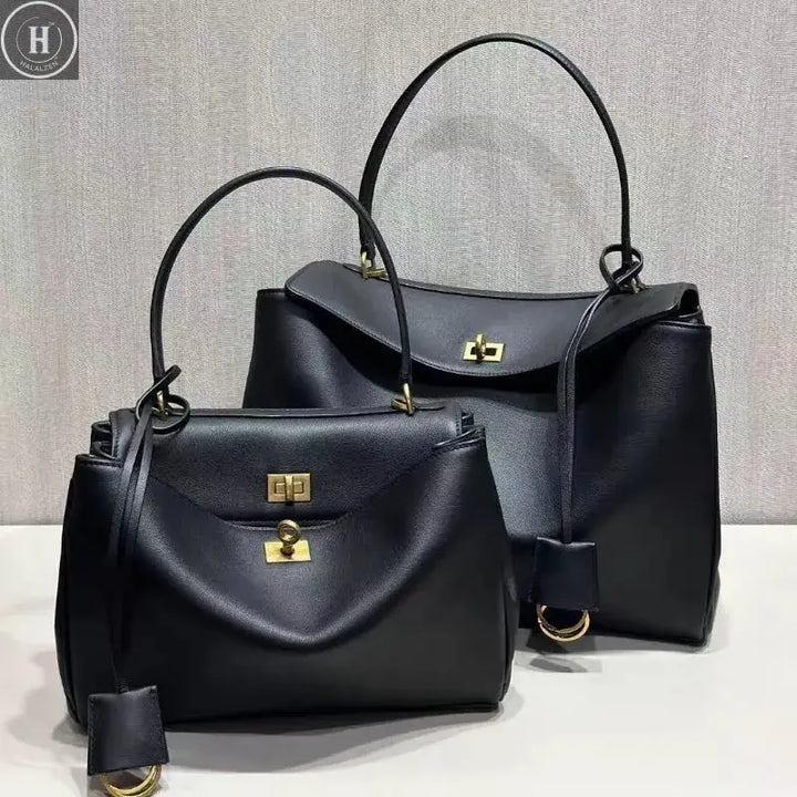 сумка через плечо женская Brand Texture Women's Luxury Brown Leather Gold Buckle Handheld Tote Bag Shoulder Bag Shoulder Bag HALALZEN