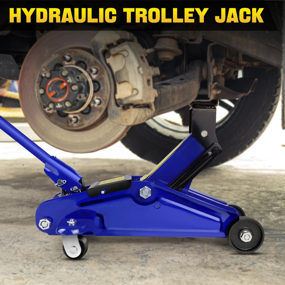 PRO. 2 Ton Hydraulic Trolley Steel Jack,Flat Lifting Height 135-320 mm, 360° Wheels Car Lifter Axle Stand for Workshop Home