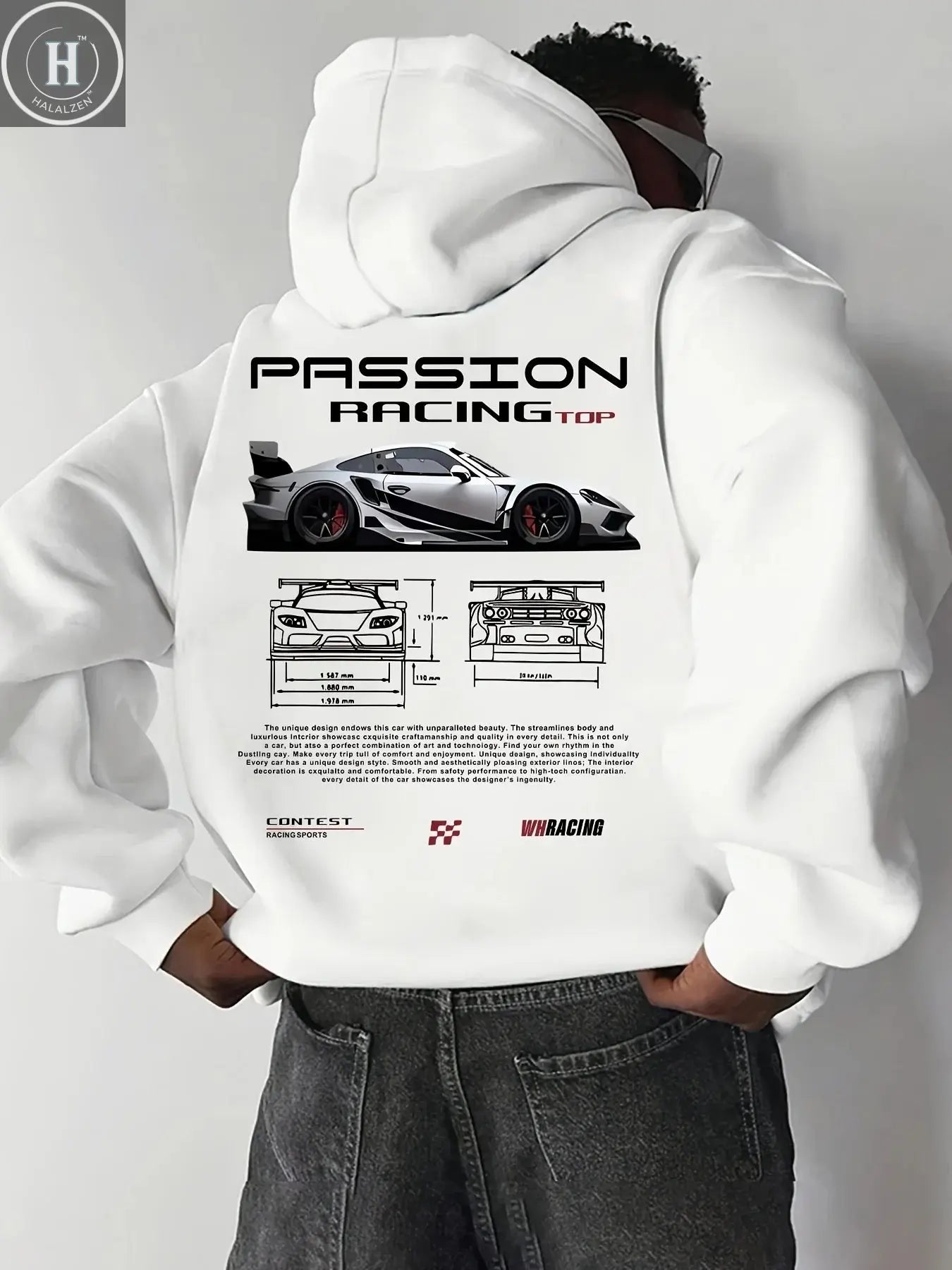 Men's autumn and winter letter print hooded sweatshirt, versatile sports casual loose hooded sweatshirt HALALZEN