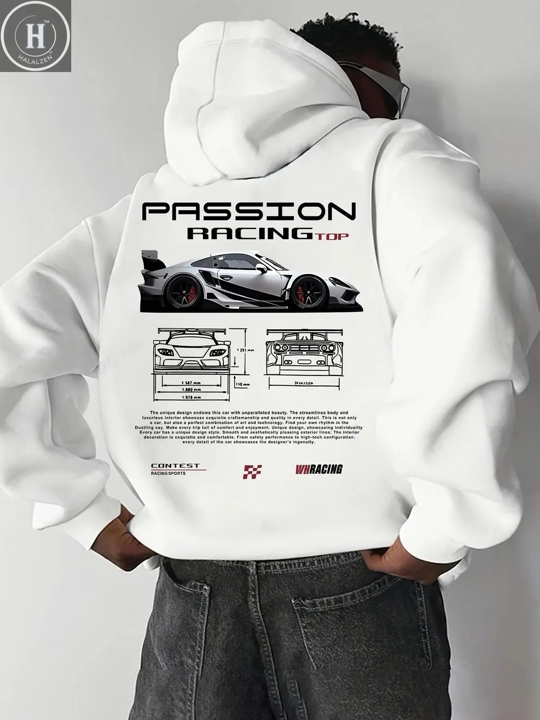 Men's autumn and winter letter print hooded sweatshirt, versatile sports casual loose hooded sweatshirt HALALZEN