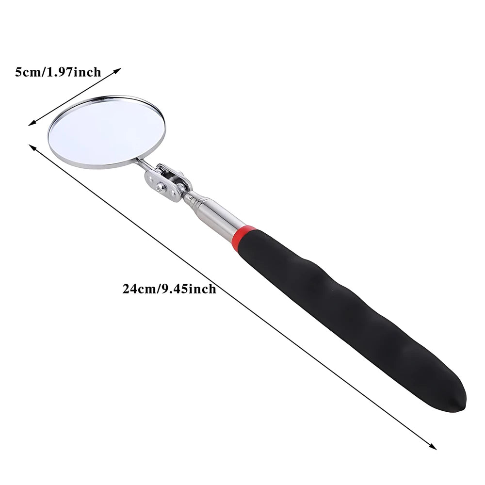 360 Retractable Telescopic Inspection Detection Lens Round Mirror Silver Pocket Clip New Car Tools Extend 7-1/4" To 30" DIY TOOL