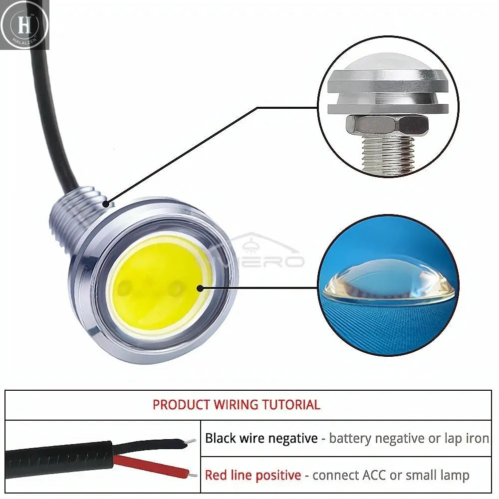 2X Auto White Red Blue 23mm Eagle Eye Daytime Running DRL Car Moto Backup Led Parking Turn Signal Brake Bulb Day Light Fog Lamp HALALZEN