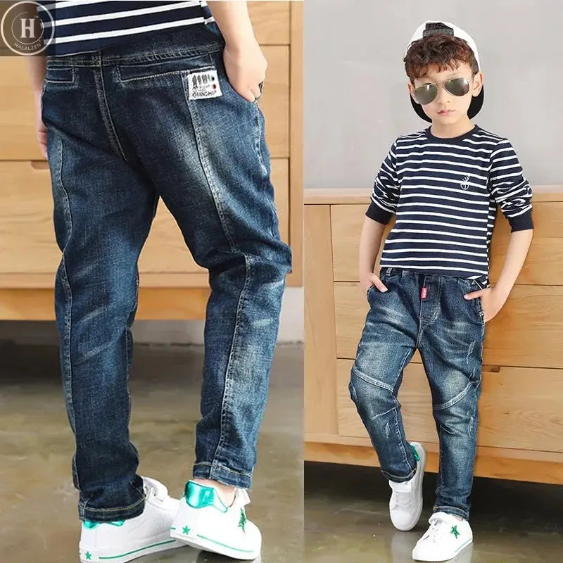 DIIMUU 4-11 Years Kids Jeans Trousers Clothing Boy Jeans Children Denim Pants Spring Autumn Baby Long Pants Toddler Bottoms HALALZEN