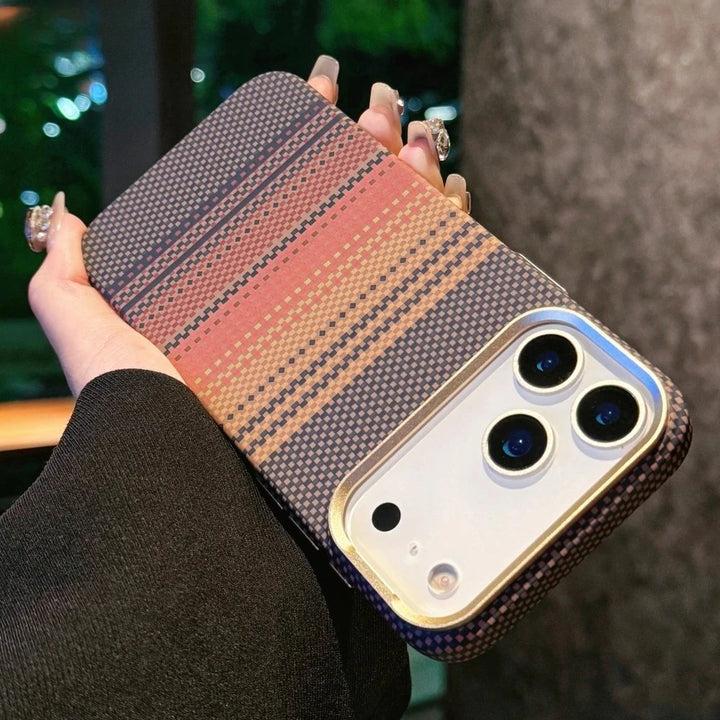 Carbon Fiber Relief Magsafe Case For iPhone 13 14 15 16 17 Pro Max Plus Magnetic Wireless Charging Alloy Lens Shockproof Cover