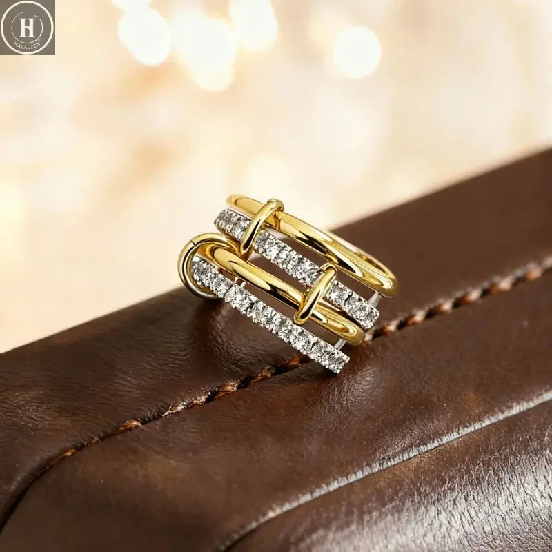 925 Sterling Silver Simple Fashion Multi-Layer Round Zircon Ring For Women Anniversary Daily Wear High Quality Fine Jewelry HALALZEN