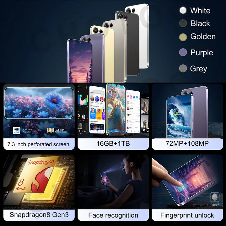 Cellphones Case For SMS 25 Ultra Mobile Phones 5G Dual Sim Android 14 Cell Phone Cases For Smartphone 22GB+2TB  7800mAh Cover