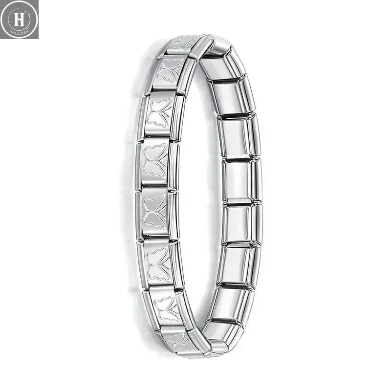 Hapiship New Women's Jewelry 9mm Width Italian Elastic Charm Bracelet Fashion Stainless Steel Bangle ST- HALALZEN