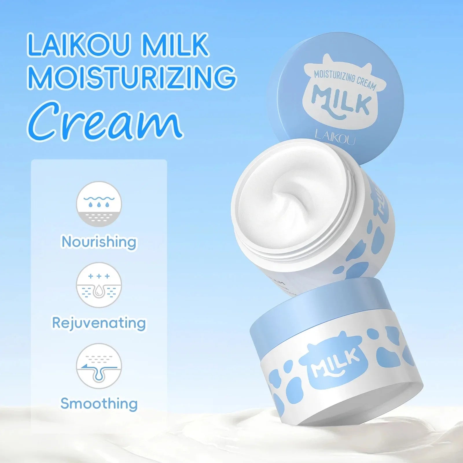 LAIKOU Milk Skincare Set Softening Serum Moisturizing Cream Gentle Cleanser Brightening Hydration Travel Kit For Valentine‘s Day