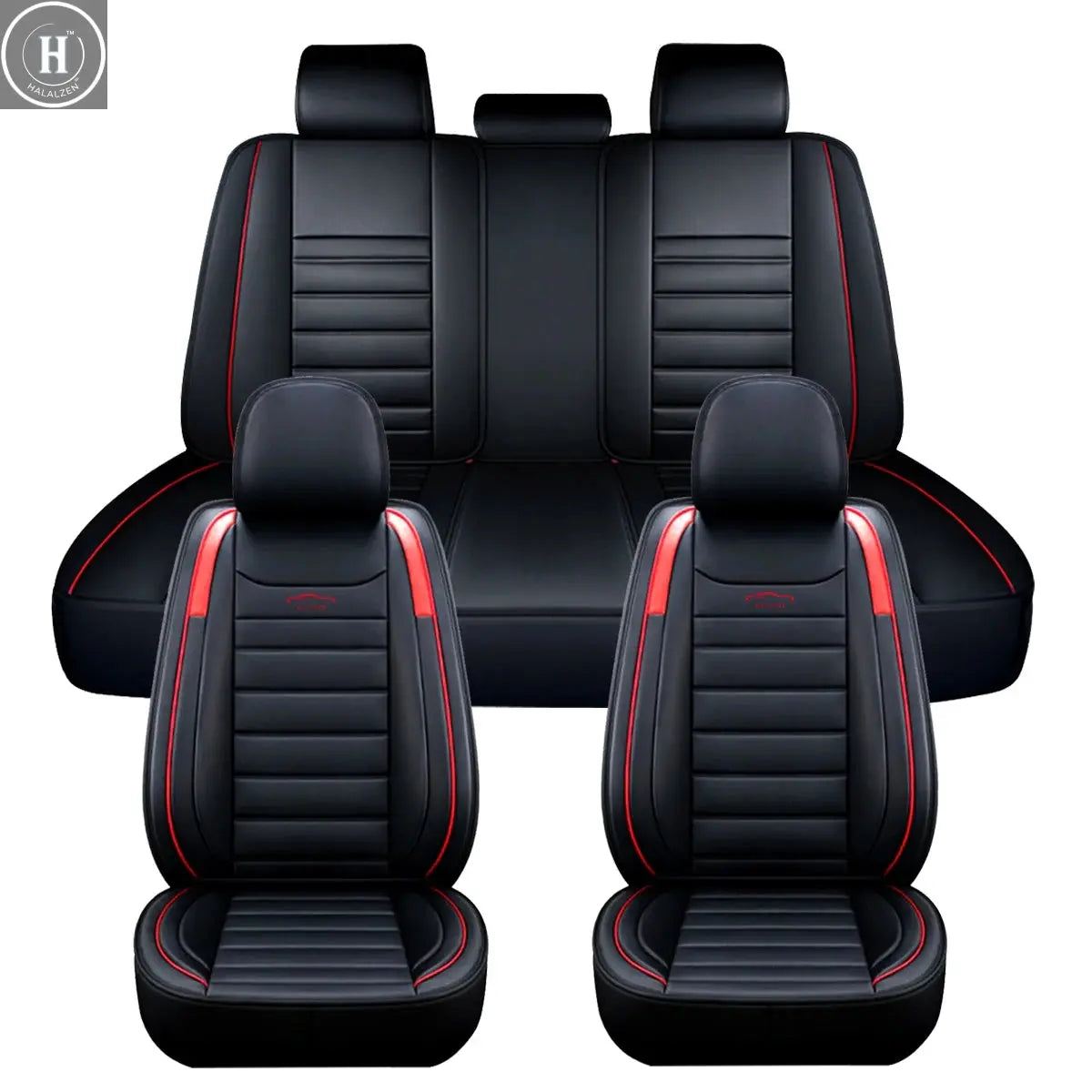 11PCS 5 Seats Car Seat Covers PU Leather Full Set Seats Cover Front Rear Seat Cushion Cover Universal Truck SUV For Hyundai/Ford HALALZEN