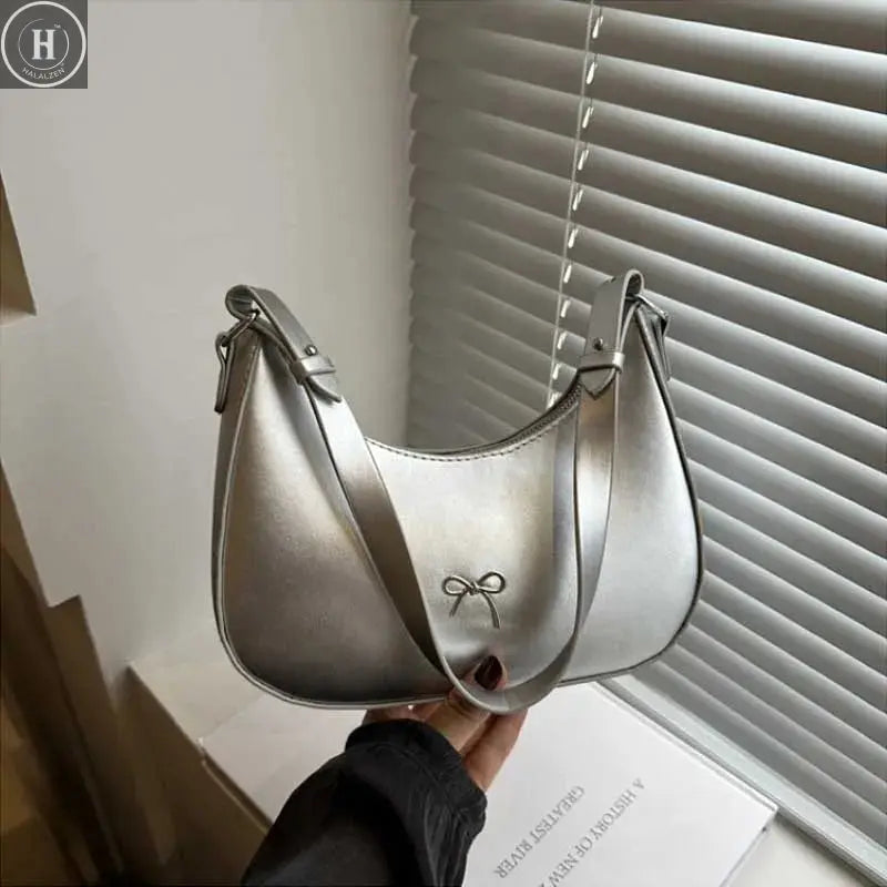 Bowknot Armpit Bag Korean Underarm Bag Luxury PU Leather Y2K Handbag Girls Shoulder Bag Clutch Purse Bolsa Feminina 2026 HALALZEN