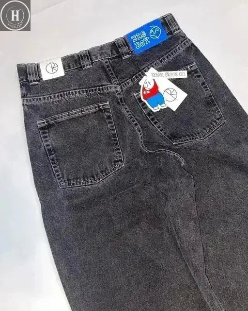 Streetwear Polar Big Boy orts Y2K Hip Hop Cartoon Print Five-Quarter Length Men's Jeans Pants for Autumn Season HALALZEN