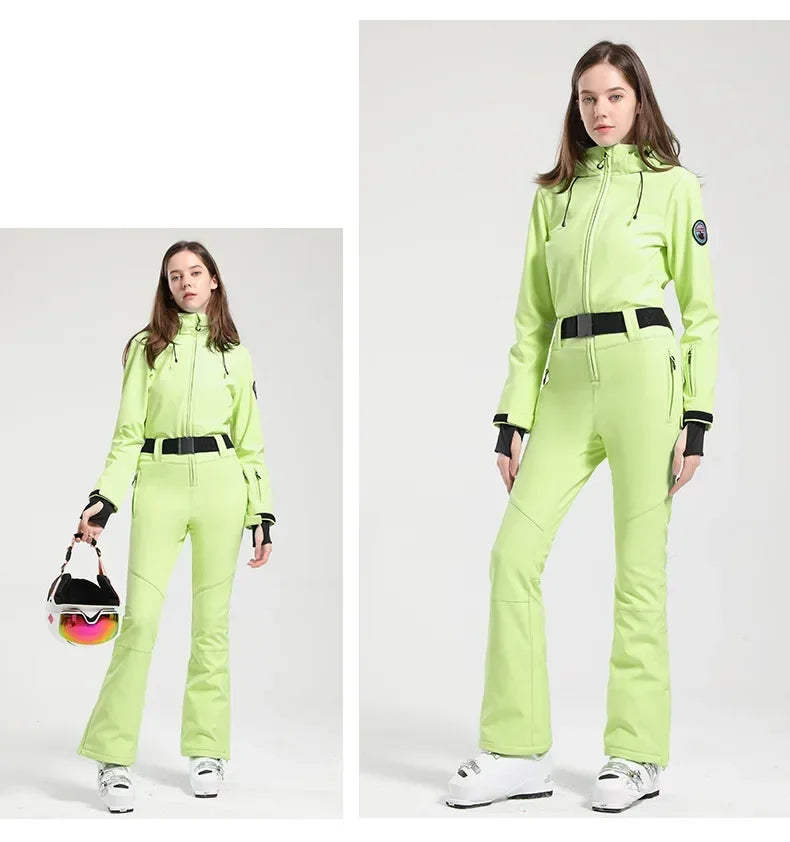 Women Ski Suit 2025 Slim Outdoor Snowboard Jacket Overalls Windproof Waterproof Warm Jumpsuit One-Piece Ski Set Winter Clothing