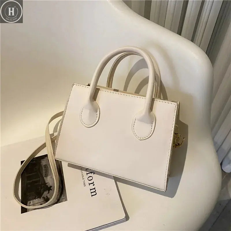 Elegant Black Handbag with Dual Handles, Chic Crossbody Bag, Retro Stylish Tote Small Bag for Women Girls Daily Use, Work, Party HALALZEN