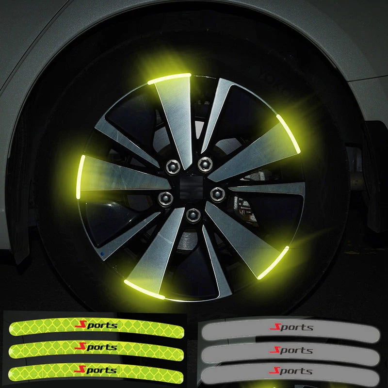 Car Wheel Hub Reflective Sticker 20pcs Creative Personality Tire Rim Reflective Strips Night Driving Accessories