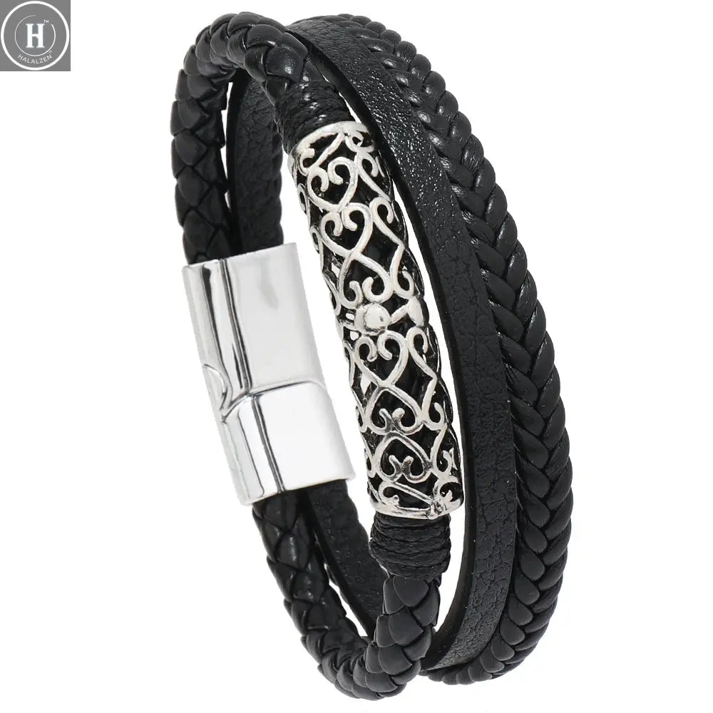 Hip-hop rock jewelry bracelets bangles fashion guitar PU leather bracelet for men HALALZEN