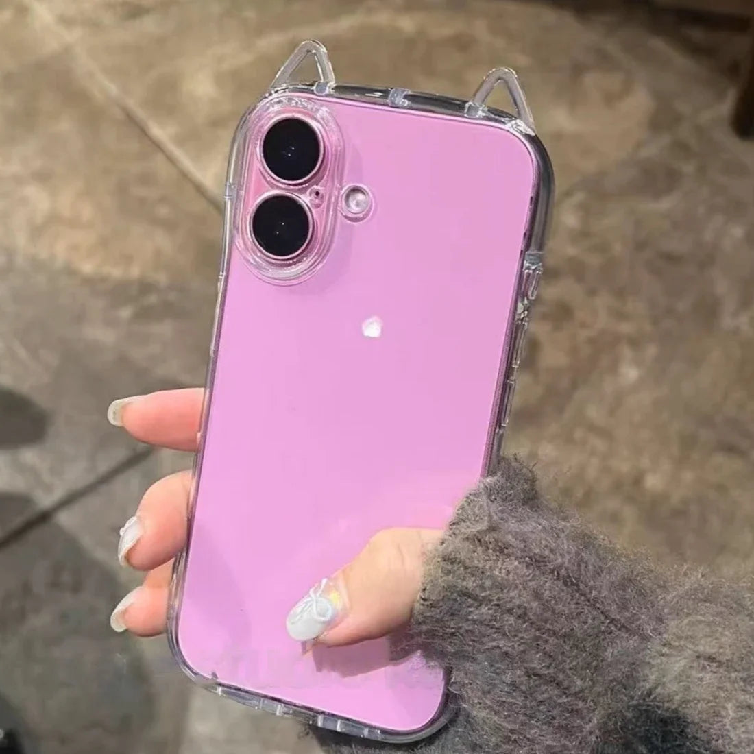 3D Hollow Out Cute Cat Ears Clear Phone Case For iPhone 17 Air 16 15 14 13 12 11 17 Pro Max Plus X XR XS Airbag Shockproof Cover