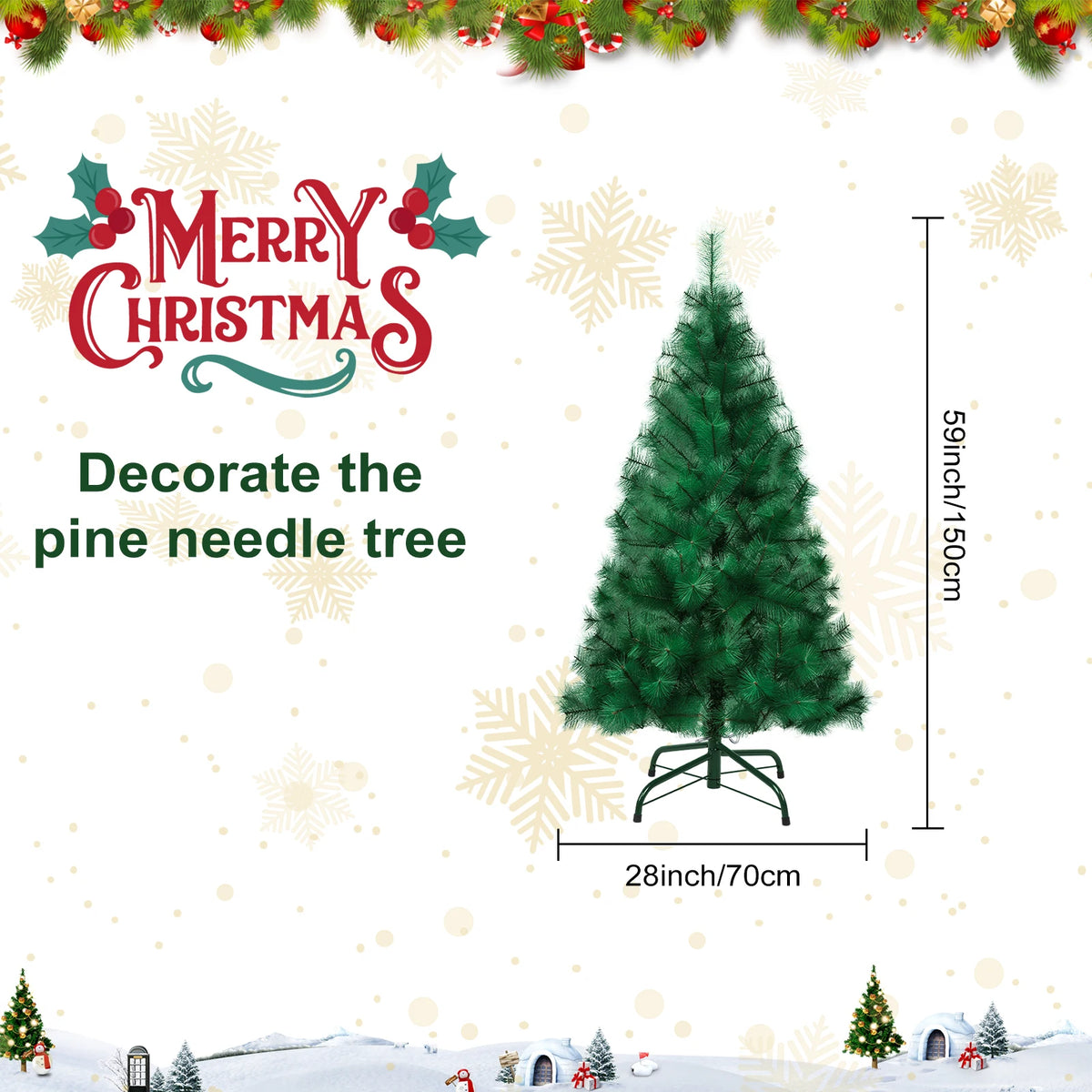 5/6/7FT Artificial Christmas Tree, Imitation Pine Needle Christmas Tree, Simulated Pine Needle Xmas Tree, Winter Party