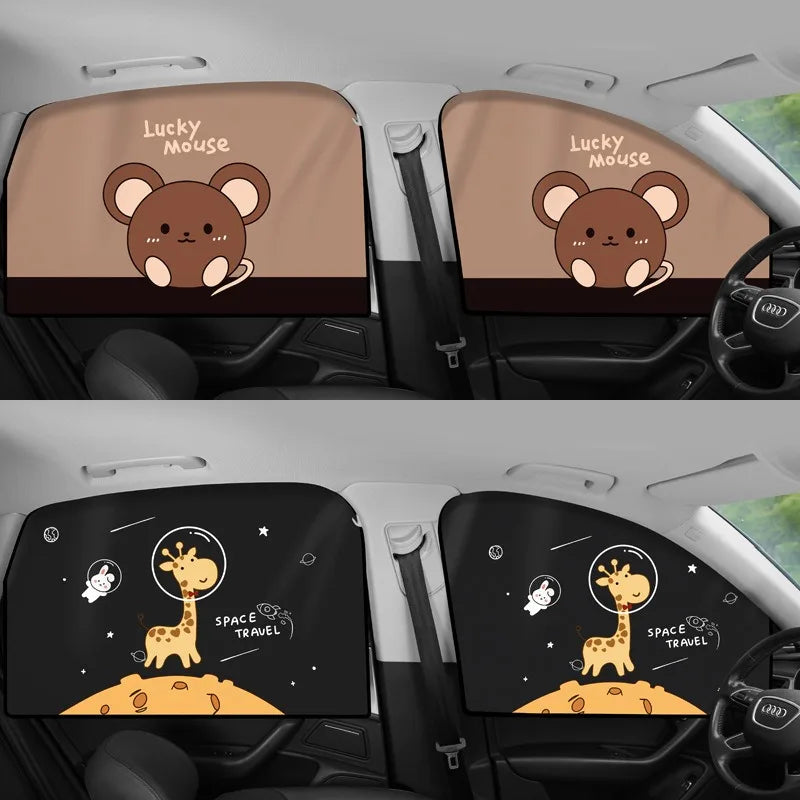 LEIBOO Car SunShade Cartoon Animals Car Side Window Sunshade For Children Magnetic Car Sun Visor Car Sun Protector Accesorios