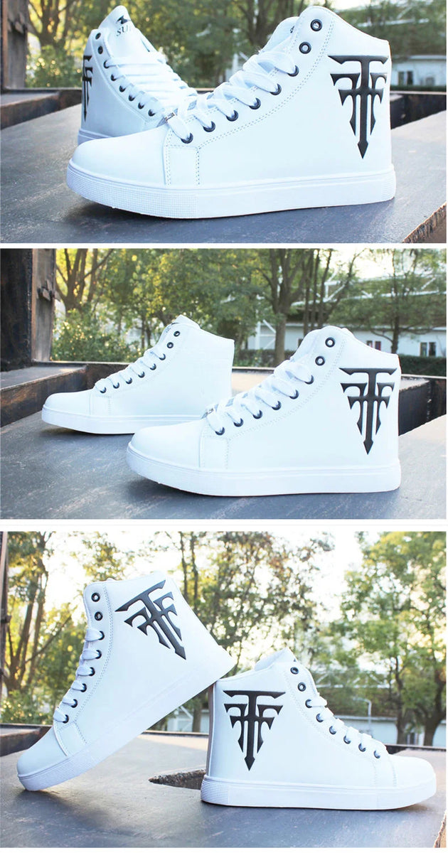 White Sneakers Man Vulcanized Sneakers Male Comfortable High Top Shoes