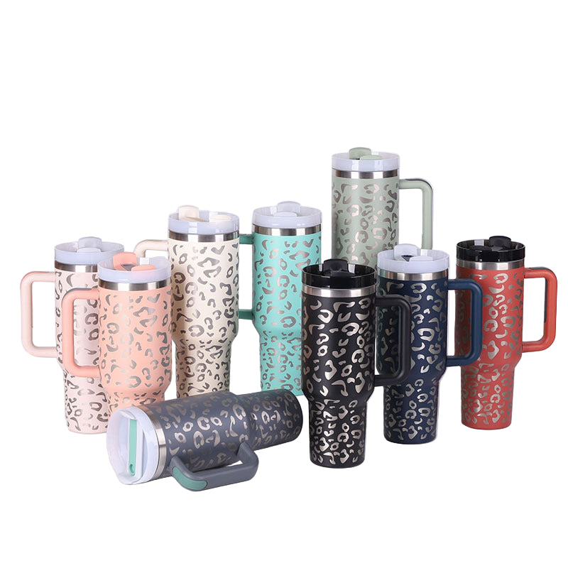 40 Oz Tumbler With Handle Straw Insulated, Stainless Steel Spill Proof Vacuum Coffee Cup Tumbler With Lid Tapered Mug