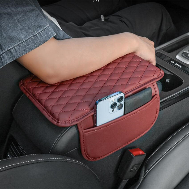 1pc Premium PU Leather Car Armrest Pad with Handy Storage Bag  Elevated Comfort Universal Fit Ideal for All Seasons Enhances Car Interior