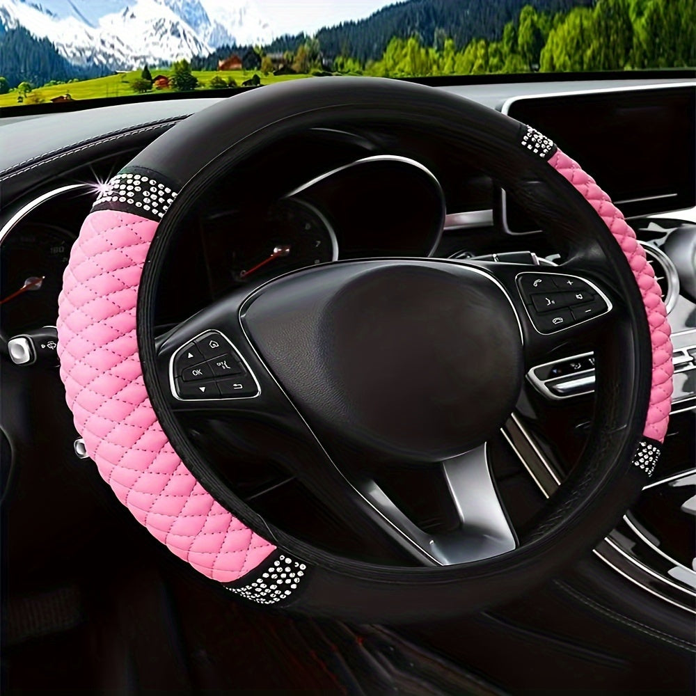 Dazzling Bling Steering Wheel CoverBedazzled Comfort GripSparkling Artificial DiamondsWomanCentric Car Decor  Accessory